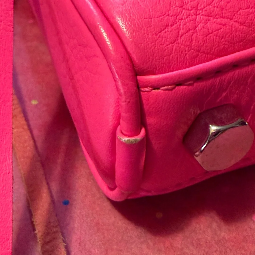 Rebecca Minkoff Mini M.A.C Electric Pink Leather Crossbody Bag Purse Chain Strap - Picture 10 of 17